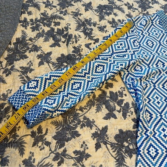 J. McLaughlin Dress Catalina Nylon Cloth Aztec Blue & White Beachy Coastal Sz L - Picture 11 of 14